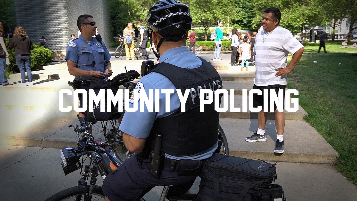Police department officers providing community policing