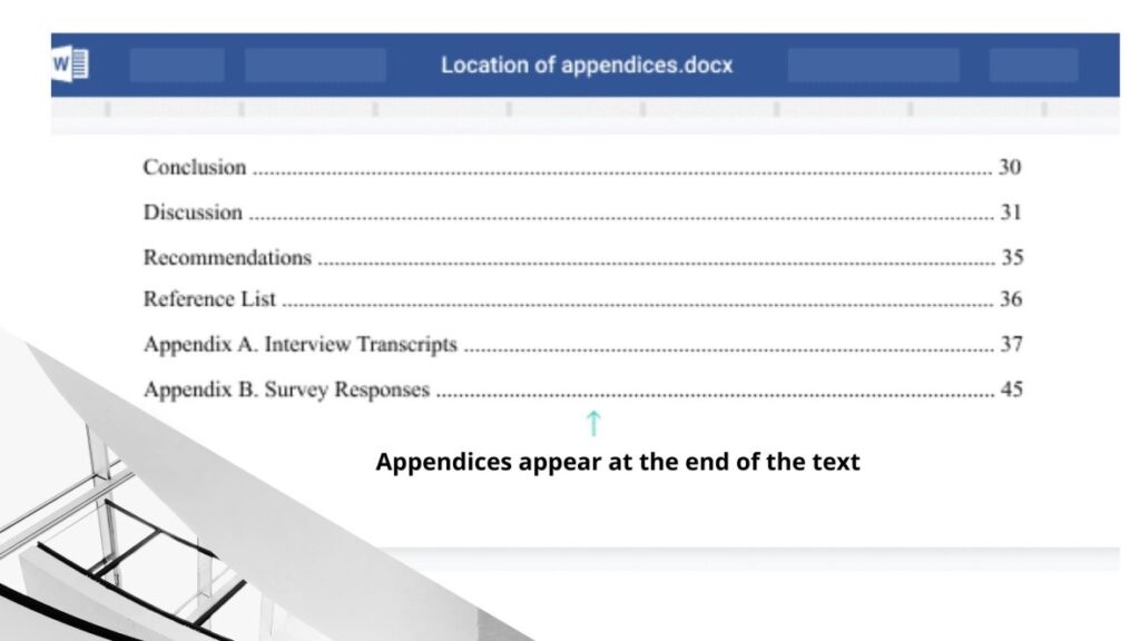 assignment appendix example